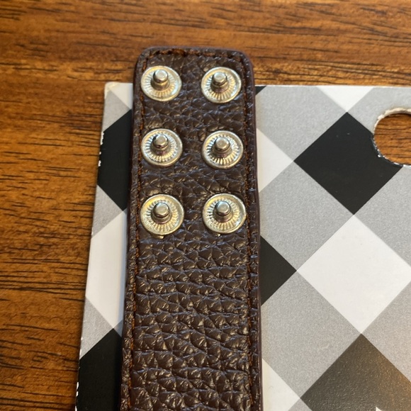 Magnolia and Vine Curlicue Leather bracelet, brown, holds one original snap, new - Picture 3 of 5